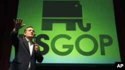 Republican presidential candidate Sen. Ted Cruz, R-Texas, speaks at a caucus site in Wichita, Kansas, March 5, 2016.