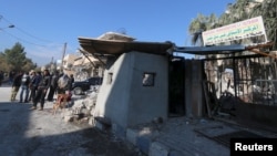 A damaged hospital that was hit by one of the three truck bombs is pictured in the YPG-controlled town of Tel Tamer, Syria, Dec. 11, 2015.