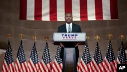 FILE - Housing and Urban Development Secretary Ben Carson speaks on the fourth day of the Republican National Convention from the Andrew W. Mellon Auditorium in Washington, Aug. 27, 2020. 