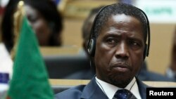 Le président zambien Edgar lors de la cérémonie d'ouverture de la 24e session ordinaire de l'Assemblée des chefs d'état et de gouvernement de l'Union africaine (UA) à Addis Abeba, Ethiopie, 30 janvier 2015.