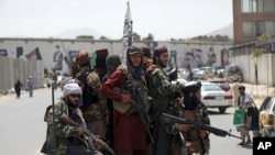 Taliban fighters patrol in Kabul, Afghanistan, Aug. 19, 2021.