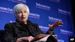 Kepala Bank Sentral Amerika Janet Yellen di Washington DC, Rabu (2/12).
