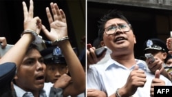 Dua wartawan Reuters yang ditahan di Myanmar: Kyaw Soe Oo (kiri) dan Wa Lone (foto: dok). 