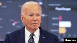 El presidente de EEUU, Joe Biden, habla durante una sesión informativa de funcionarios federales sobre el clima extremo en el Centro de Operaciones de Emergencia de D.C. en Washington, el 2 de julio de 2024. 
