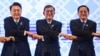 南韓總統尹錫悅（左）和日本首相石破茂（中）參加在老撾首都萬象舉行的東南亞國家聯盟（ASEAN）會議。