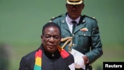 Zimbabwe President Emmerson Mnangagwa addresses delegates who attended an Extra Ordinary SADC Summit in Harare