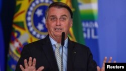 Presiden Brazil Jair Bolsonaro di Istana Planalto di Brasilia, Brazil, 24 Februari 2021. (Foto: Reuters)