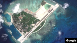 A satellite view of the recent build up on Woody Island.