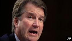 FILE - Supreme Court nominee Brett Kavanaugh testifies before the Senate Judiciary Committee on Capitol Hill in Washington, Sept. 5, 2018, for the second day of his confirmation hearing to replace retired Justice Anthony Kennedy. 