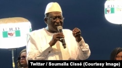 Le chef de file de l'opposition au Mali, Soumaïla Cissé, en campagne à Mopti (centre) pour l'élection présidentielle de dimanche, 26 juillet 2018. (Twitter/ Soumaïla Cissé)