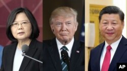 台灣總統蔡英文（左起），美國總統川普和中國國家主席習近平。