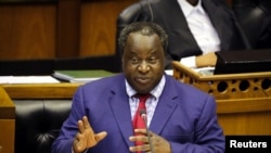 Le ministre sud-africain des Finances, Tito Mboweni, au Cap, en Afrique du Sud, le 20 février 2019. REUTERS / Sumaya Hisham - RC1E1A47DE10 