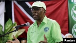 Former FIFA Vice President Jack Warner addresses the audience during a meeting of his Independent Liberal Party in Marabella, South Trinidad, June 3, 2015. 
