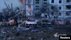 Aftermath of a Russian missile attack in Uman
