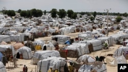 Un des plus grands camps pour les personnes déplacées par les extrémistes islamistes à Maiduguri, Nigeria, 28 août 2016. 