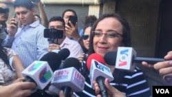La periodista Lucía Pineda, que trabajaba para el confiscado canal televisivo 100 % Noticias, fue encarcelada en diciembre pasado por el gobierno de Daniel Ortega.