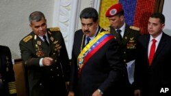 Le président du Venezuela, Nicolas Maduro, à l'Assemblée nationale à Caracas, au Venezuela, le 14 janvier 2019