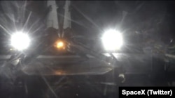 Ths image posted to Twitter by SpaceX shows an unmanned Falcon 9 rocket that landed May 6, 2016 on a platform in the Atlantic Ocean.