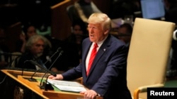 U.S. President Donald Trump addresses the 74th session of the United Nations General Assembly at U.N. headquarters in New York City, Sept. 24, 2019.