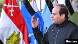 Abdel Fattah Al-Sissi lors d'un discours à l’académie militaire du Caire, le 18 février 2018