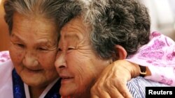 FILE - North and South Korean separated family members meet during a reunion at Mount Kumgang resort, North Korea, August 24, 2018. (Yonhap via REUTERS)