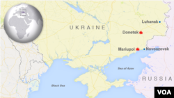 Peta wilayah Mariupol dan Donetsk di Ukraina Timur (Foto: dok).