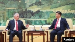 中国主席习近平和美国国务卿蒂勒森在北京人民大会堂会晤（2017年3月19日）