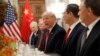 美国总统特朗普在与中国国家主席习近平在布宜诺斯艾利斯共进晚餐时讲话。（2018年12月1日）