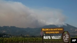 Dim iz vatre koja gori u planinama iznad doline Napa, 13. oktobar, 2017. Okvil, Kalifornija, (Foto: AP/Rich Pedroncelli)