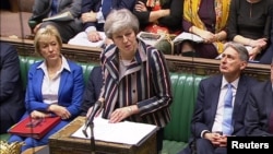 La Première ministre britannique Theresa May, lors de son intervention à la Chambre des communes, à Londres, le 26 novembre 2018.