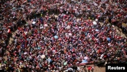 Protesters opposing Egyptian President Mohamed Morsi demande his resignation in Tahrir Square, Cairo, July 2, 2013. 