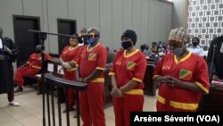 Six Béninois condamnés à de lourdes peines de prison pour trafic d'enfants à Brazzaville, le 7 août 2020. (VOA/Arsène Séverin).
