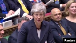 Perdana Menteri Inggris Theresa May di parlemen Inggris, London, 27 Maret 2019. (Foto: dok). 