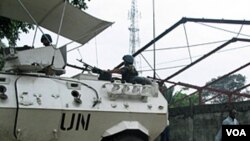 Tentara PBB berpatroli dalam kendaraan tank mereka di Republik Demokratik Kongo (foto: dokumentasi).