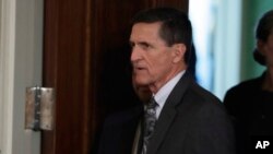 FILE - Then-national security adviser Michael Flynn in seen the East Room of the White House in Washington, Feb. 13, 2017. 