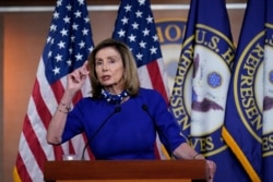 Speaker of the House Nancy Pelosi, D-Calif., speaks during a news conference at the Capitol in Washington, Aug. 27, 2020.