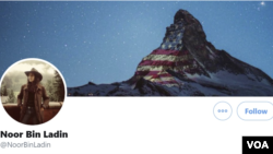 Una captura de pantalla muestra el perfil de Twitter de Noor Bin Ladin.