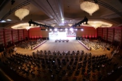 FILE - A general view shows talks between the Afghan government and Taliban insurgents in Doha, Qatar, Sept. 12, 2020.