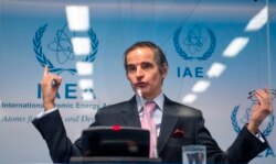 라파엘 그로시 국제원자력기구(IAEA) 사무총장이 1일 오스트리아 빈에서 기자회견을 했다.