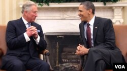 Esta es la primera visita entre el Príncipe Carlos y Obama en la Casa Blanca, Washington.