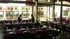An empty restaurant in Aley, Lebanon